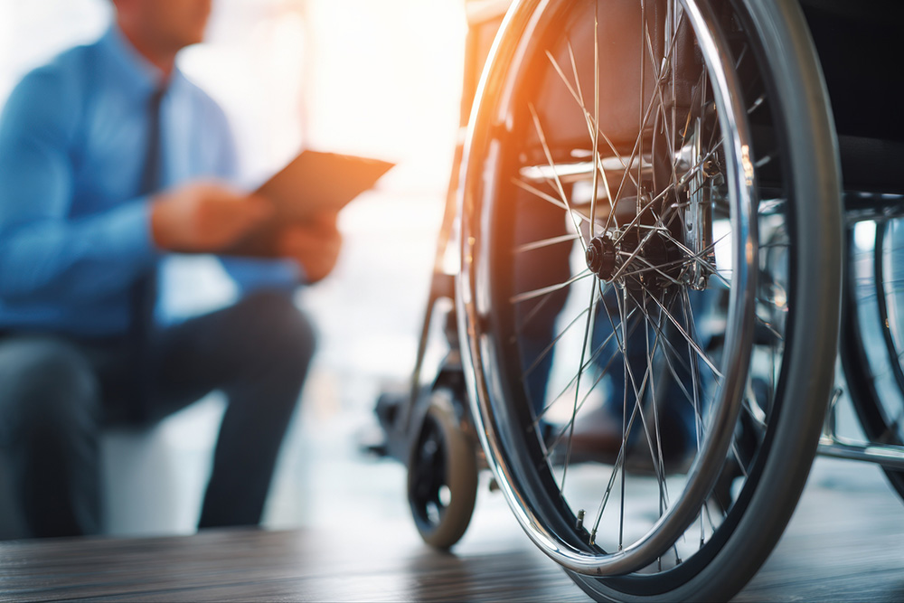 Zoom in of a wheelchair.